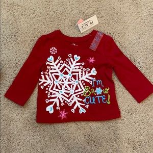 Children Place red snow shirt 6-9 mo